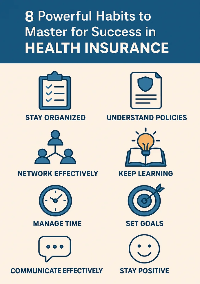 8 powerful habits to master for success in health insurance in infographic  