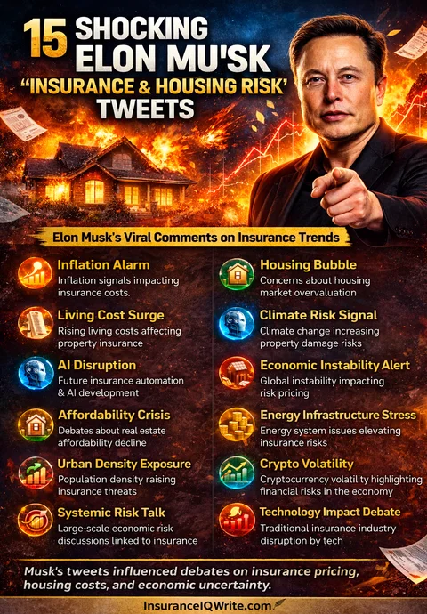 15 Shocking Elon Musk Tweets About Home Insurance  with detail in image in infographic forms