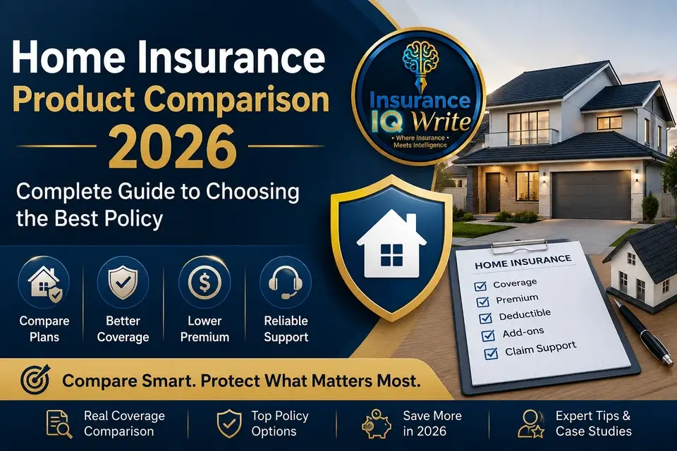Professional featured image for Home Insurance Product Comparison 2026 showing policy comparison, smart coverage, and modern home protection.
